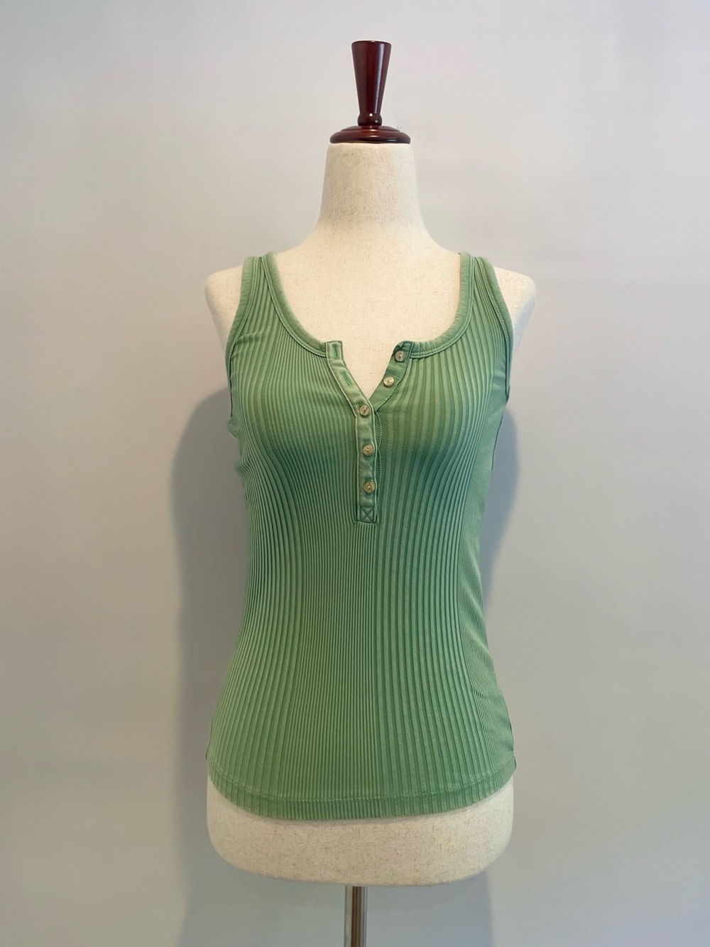 aerie Ribbed Henley Light Green Tank Top - size XS